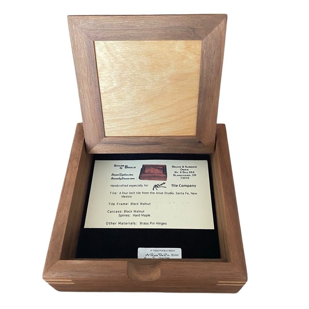 Boxes by Bruce Collectible Black Walnut Arius Tile Sante Fe New Mexico Box - Picture 5 of 5